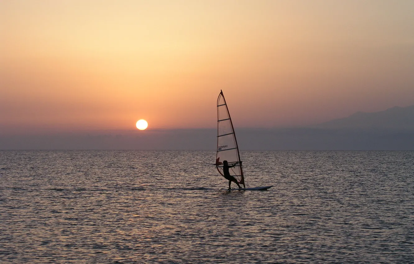 Фото обои sea, sunset, windsurfing, Cabo de Gata