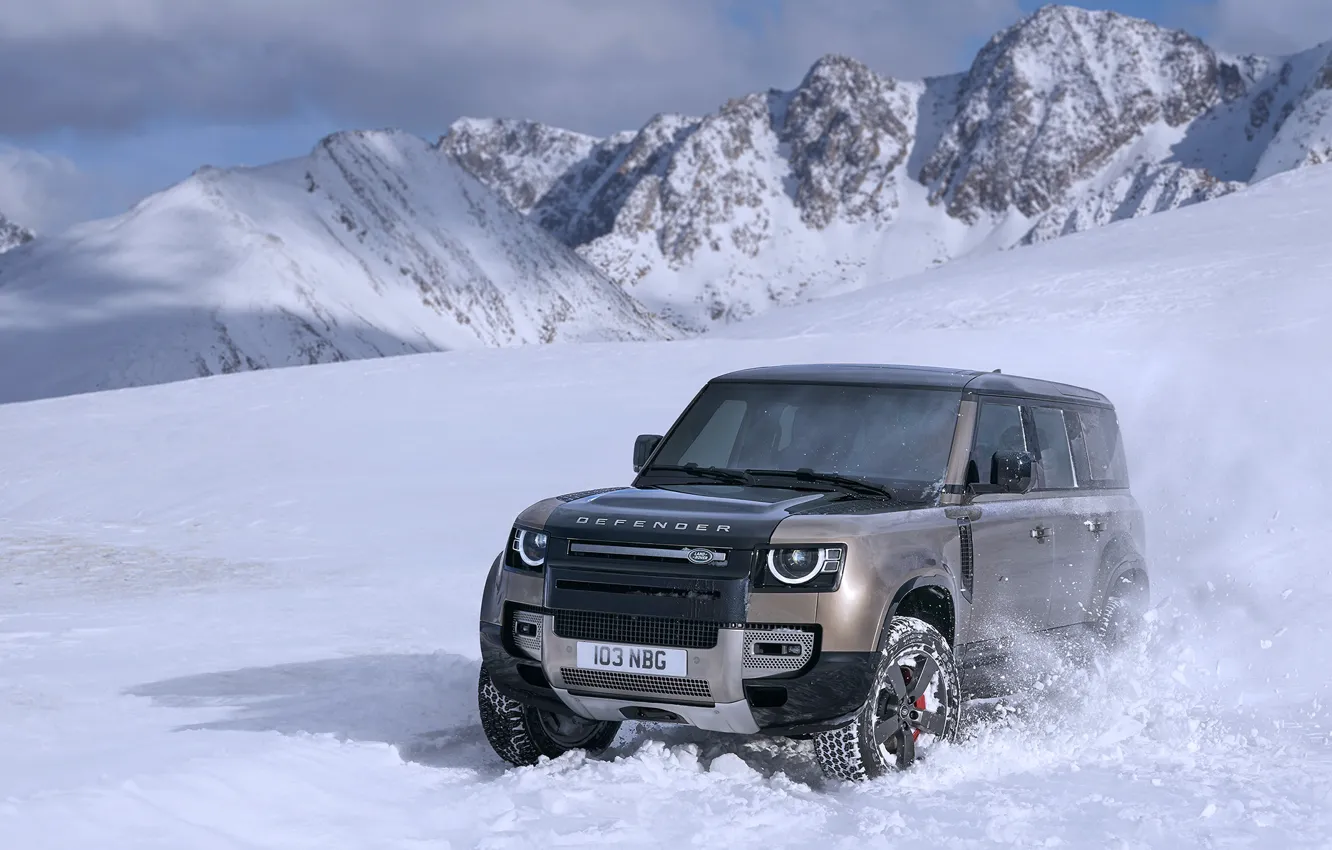Фото обои зима, горы, Land Rover, Defender