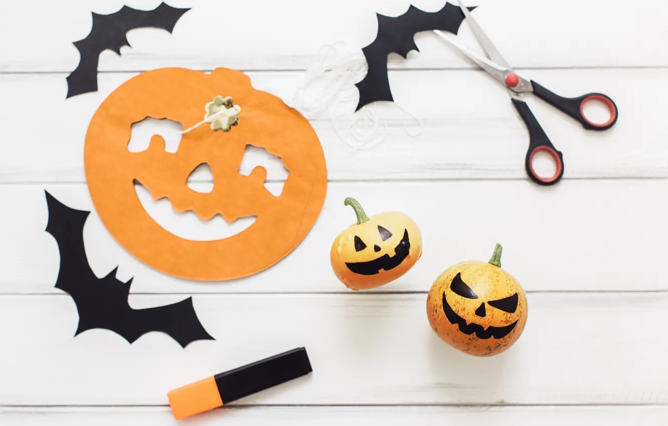 Фото обои праздник, мышь, тыква, хэллоуин, ножницы