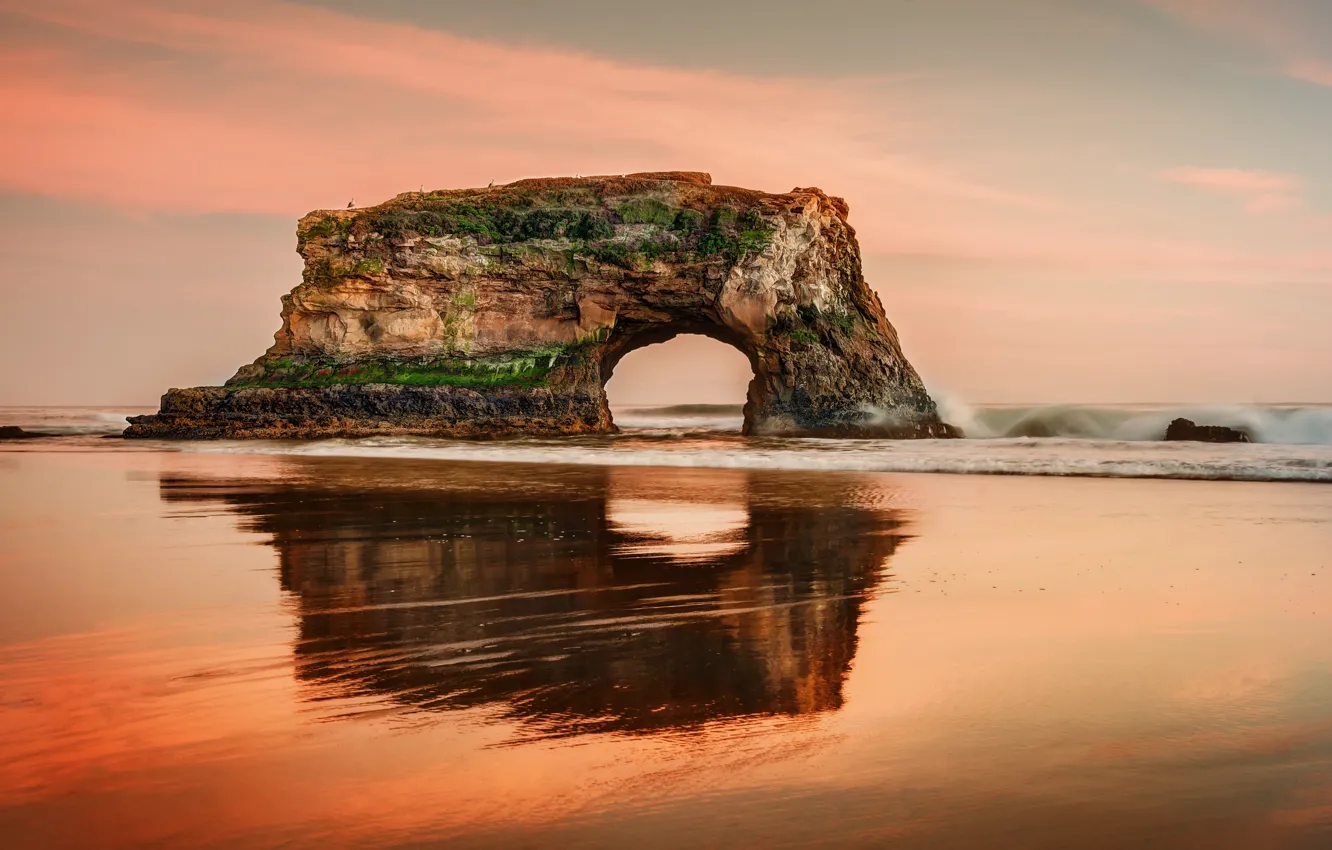 Фото обои море, скала, Калифорния, California, Santa Cruz, Санта-Крус