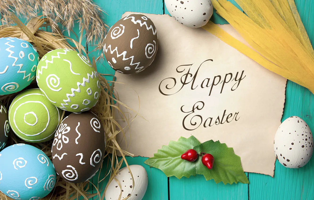 Фото обои colorful, Пасха, wood, spring, Easter, eggs, decoration, Happy