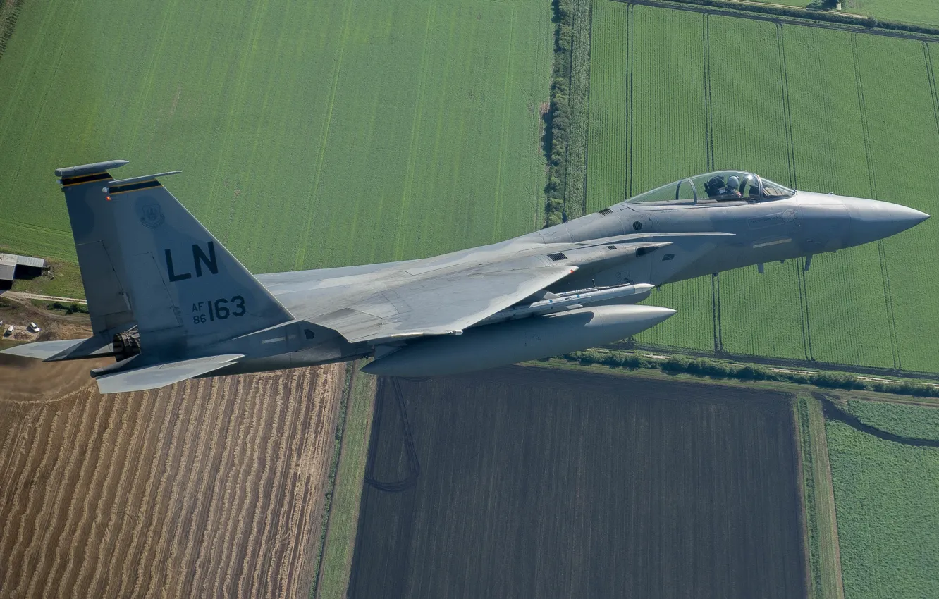 Фото обои ландшафт, истребитель, Eagle, F-15C