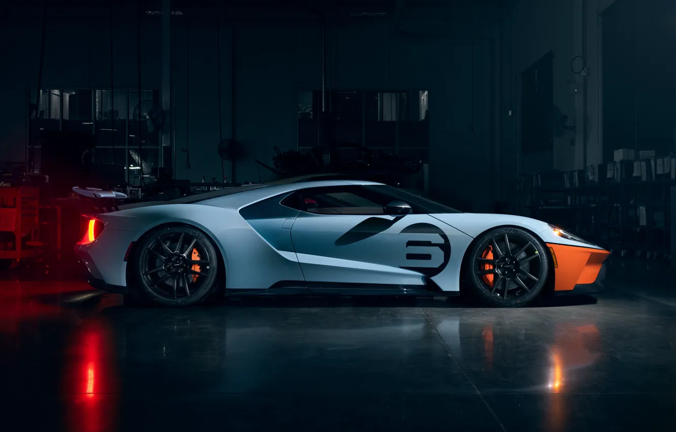 Фото обои Ford, Форд, суперкар, Ford GT, supercar, 2020, Ford GT Gulf Racing Heritage Edition