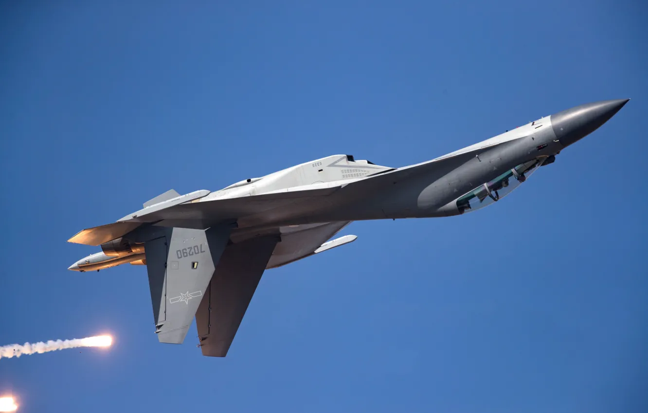 Фото обои Истребитель, Фонарь, Пилот, ЛТЦ, Кокпит, ВВС КНР, Shenyang J-16, Changchun Airshow 2019
