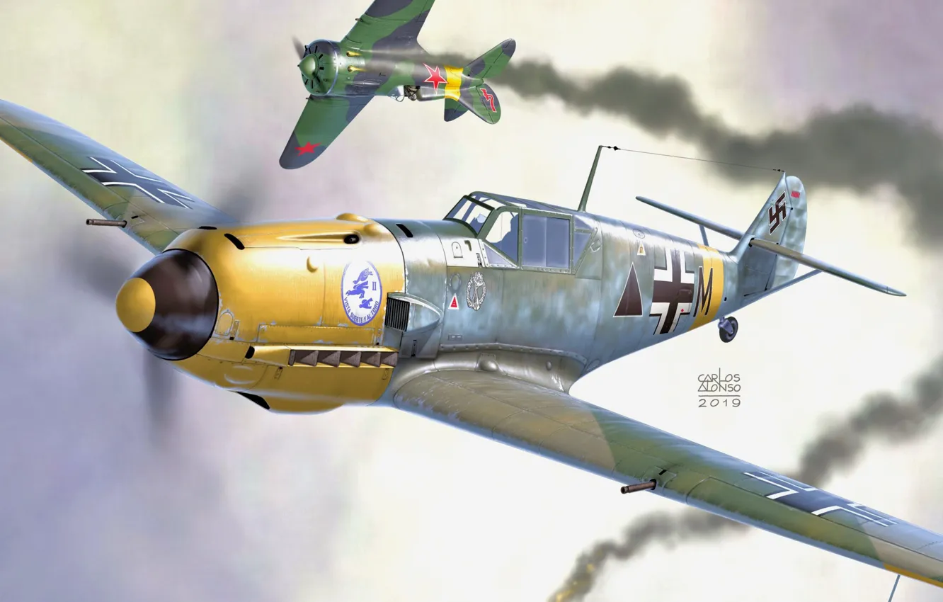 Фото обои Messerschmitt, И-16, Bf-109E, Bf. 109E-7