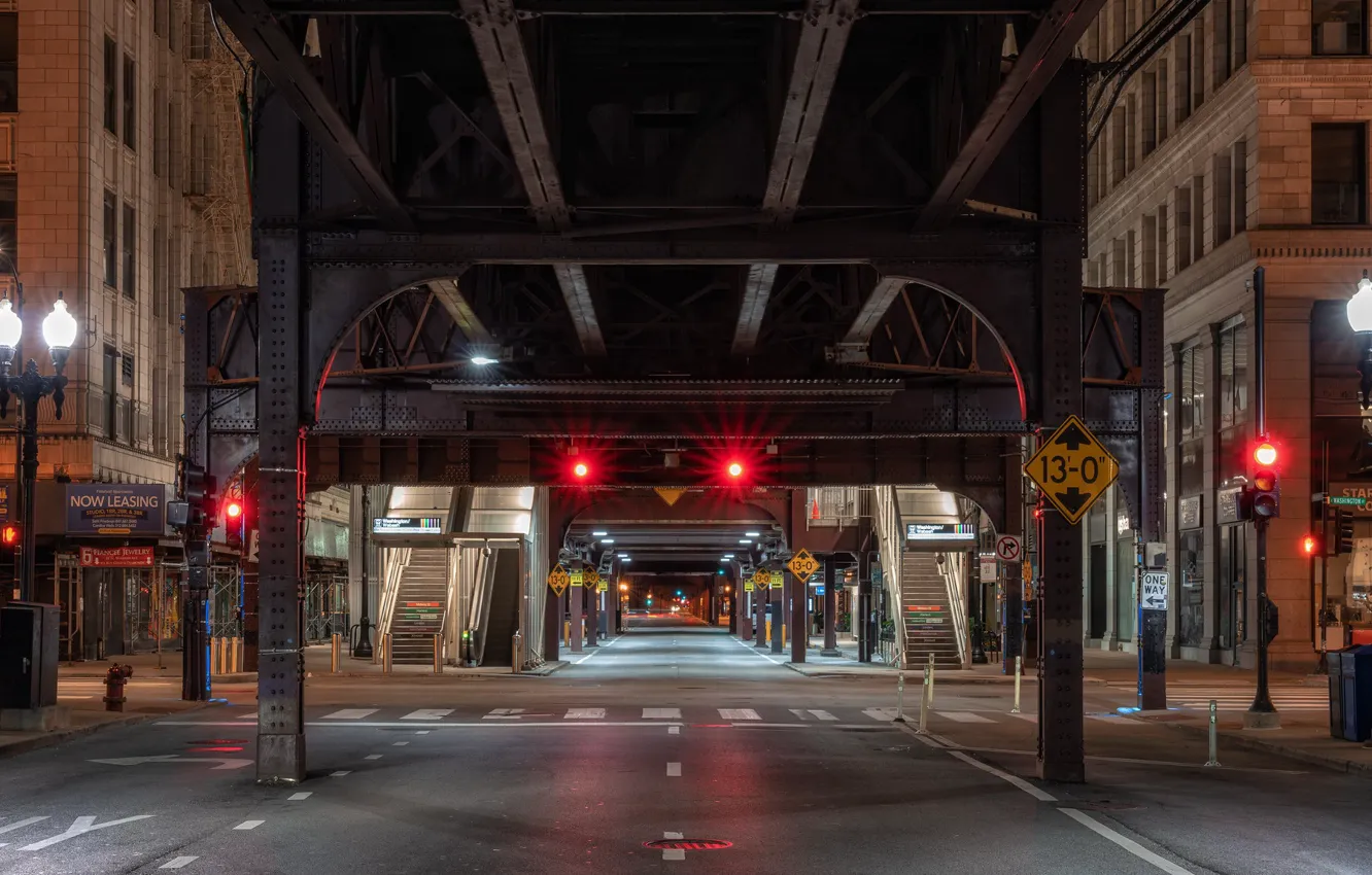 Фото обои город, Chicago, Red Light