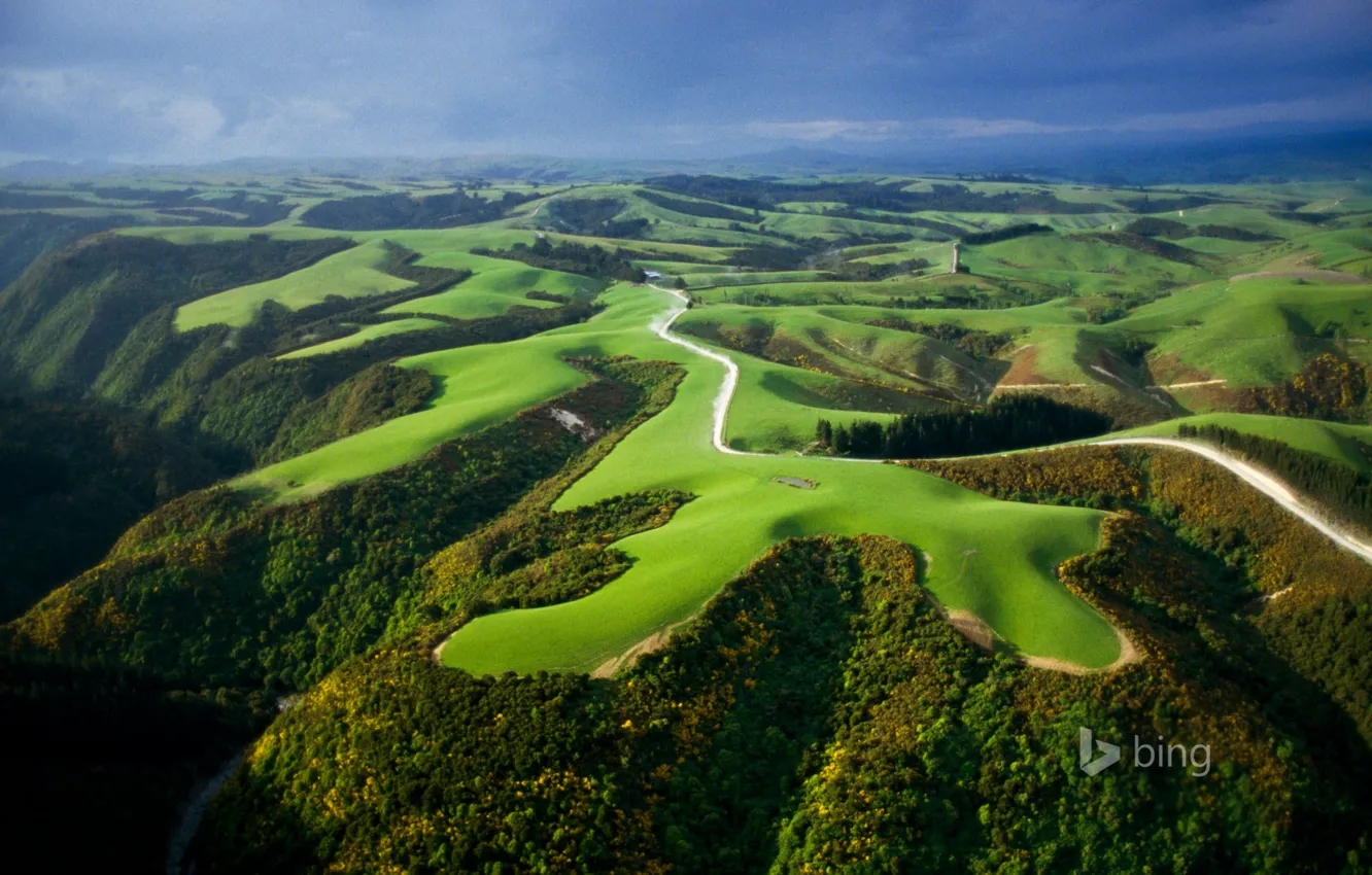 Фото обои небо, горы, холмы, поля, Новая Зеландия, Северный остров