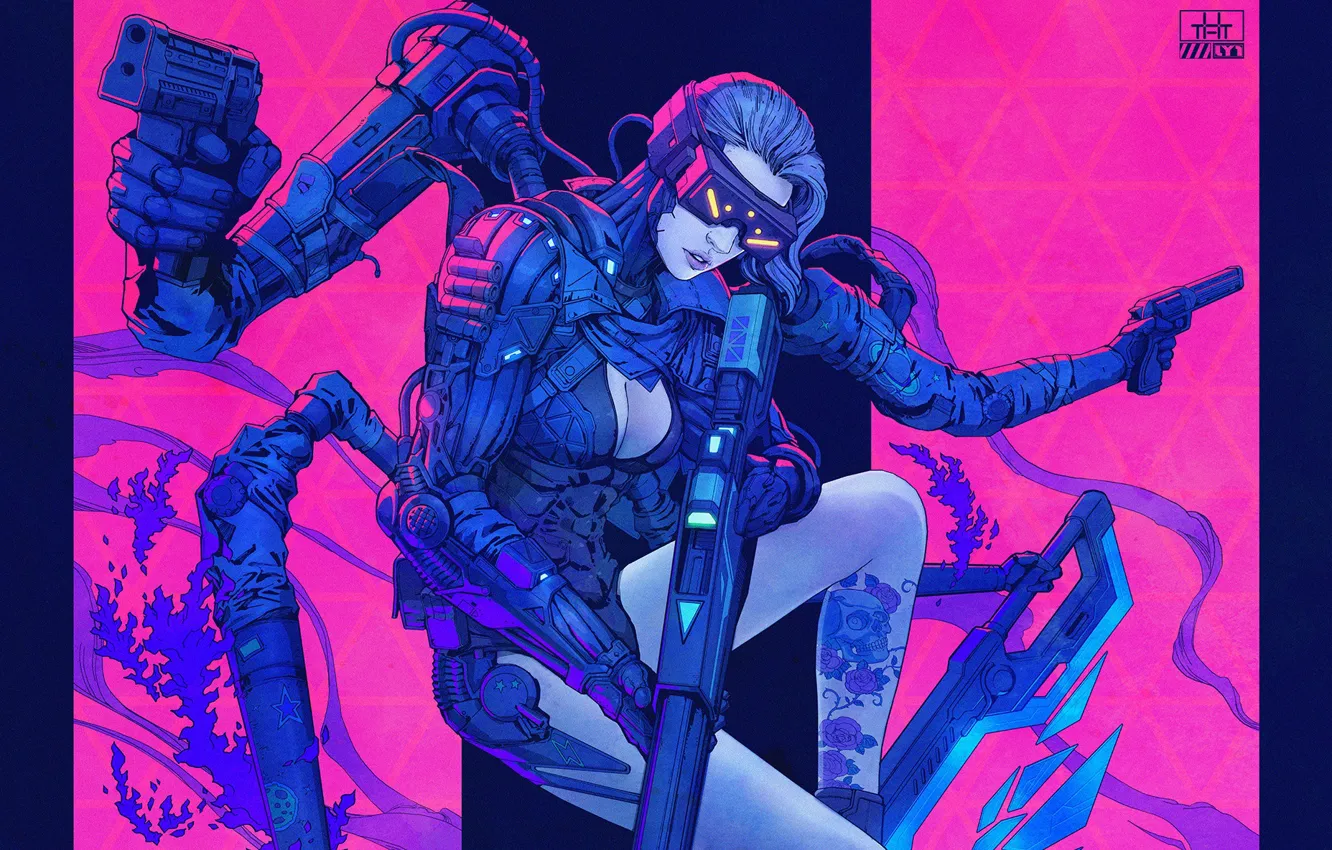 Фото обои стиль, пистолет, оружие, цвет, gun, pistol, fantasy, киборг