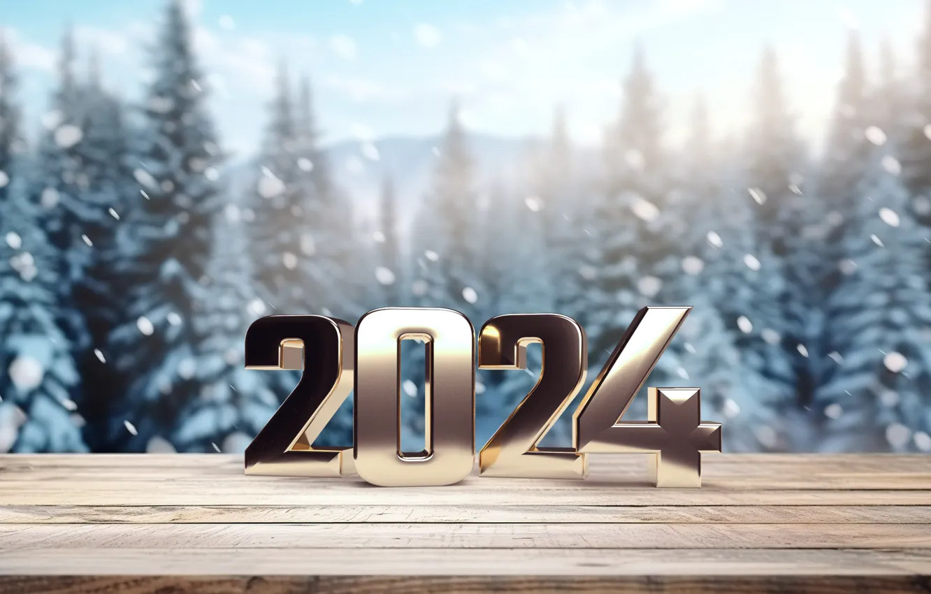Фото обои зима, снег, елка, Новый Год, Рождество, цифры, silver, new year