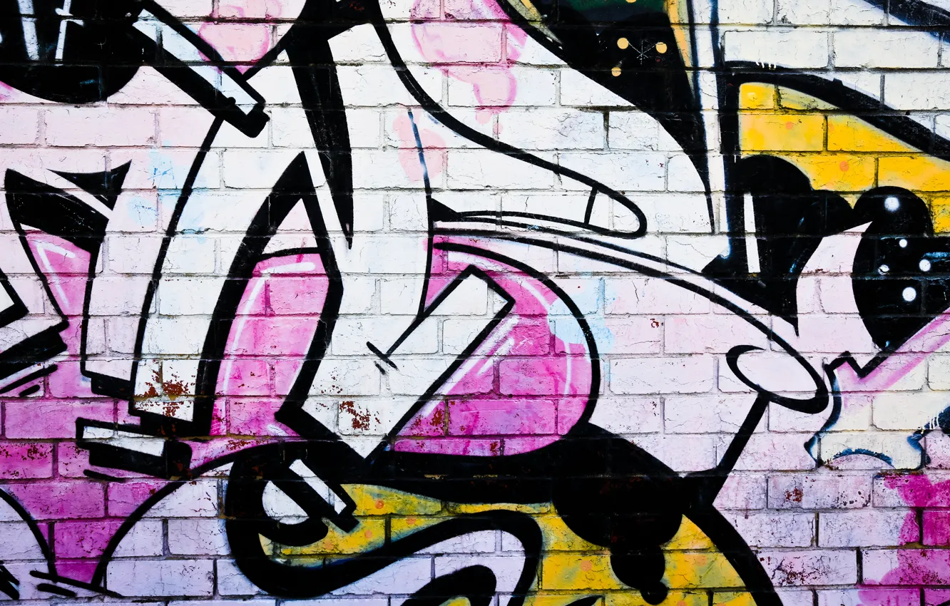 Фото обои colors, wall, graffiti, bricks, paint