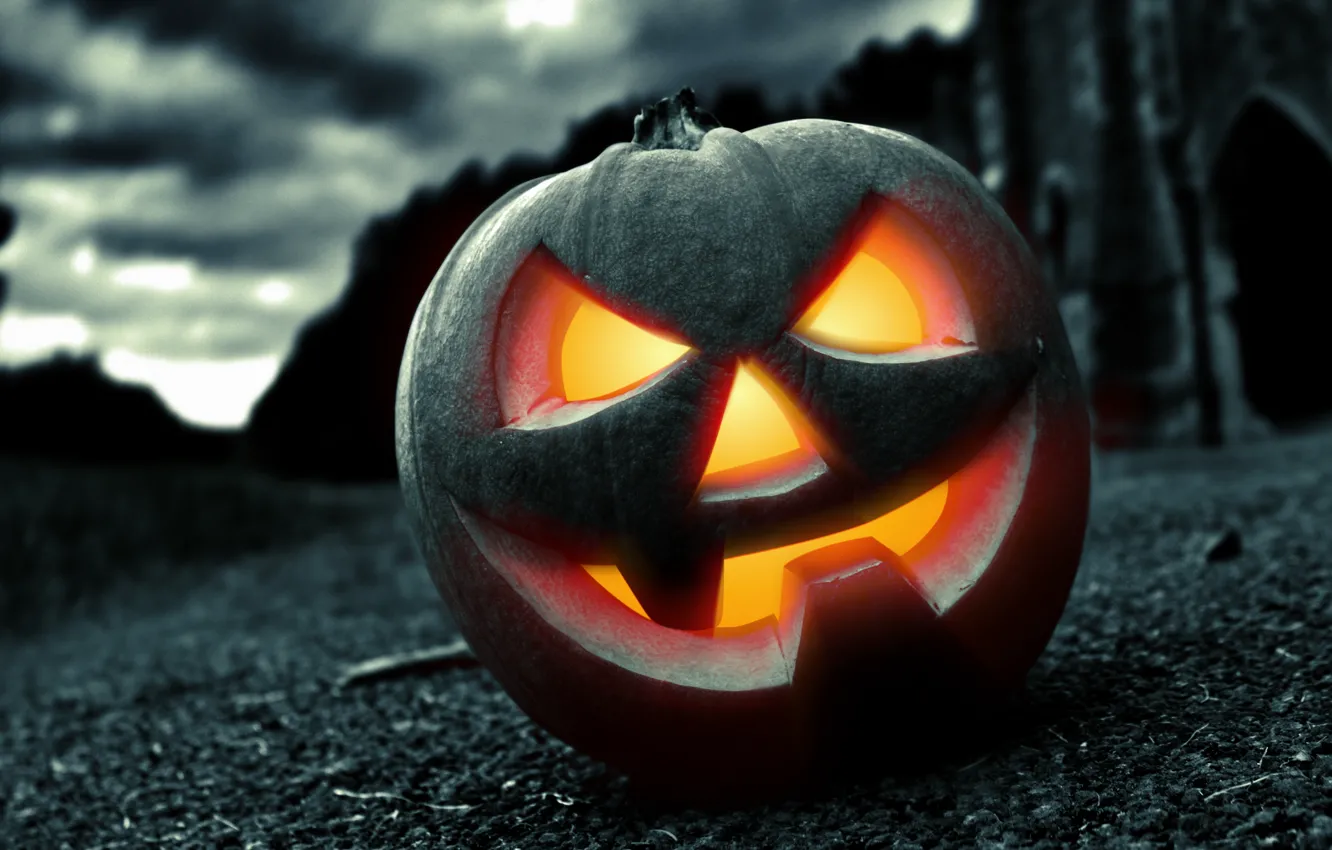 Фото обои ночь, страх, Halloween, тыква, horror, Хэллоуин, face, holiday