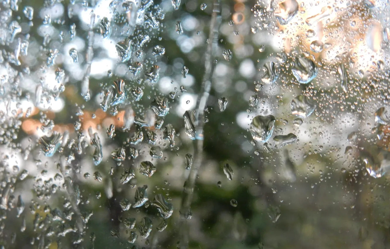 Фото обои капли, город, дождь, обои, вечер, окно, широкоформатные, background