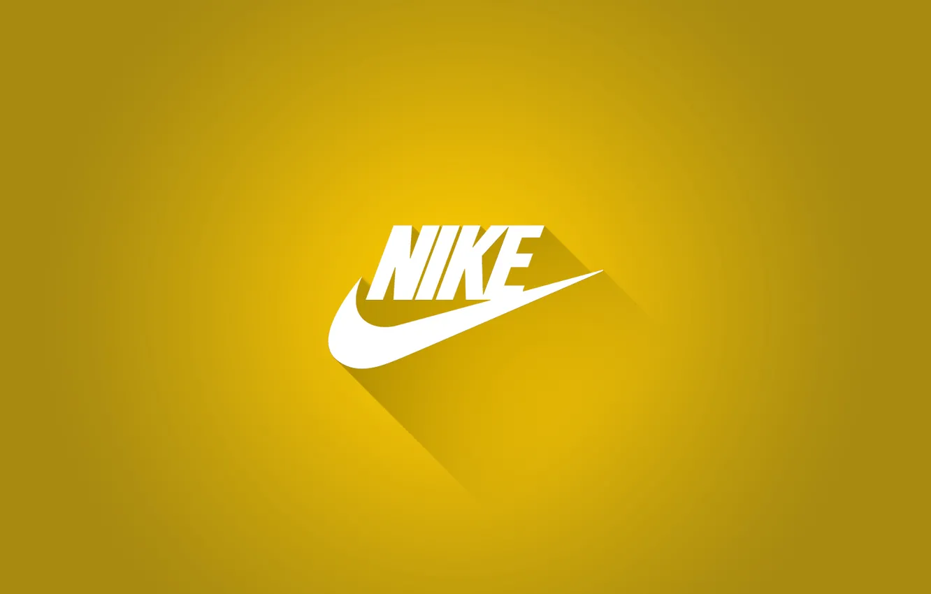 Фото обои Лого, Тень, Nike, Найк, Спортивная марка, Жёлтый фон