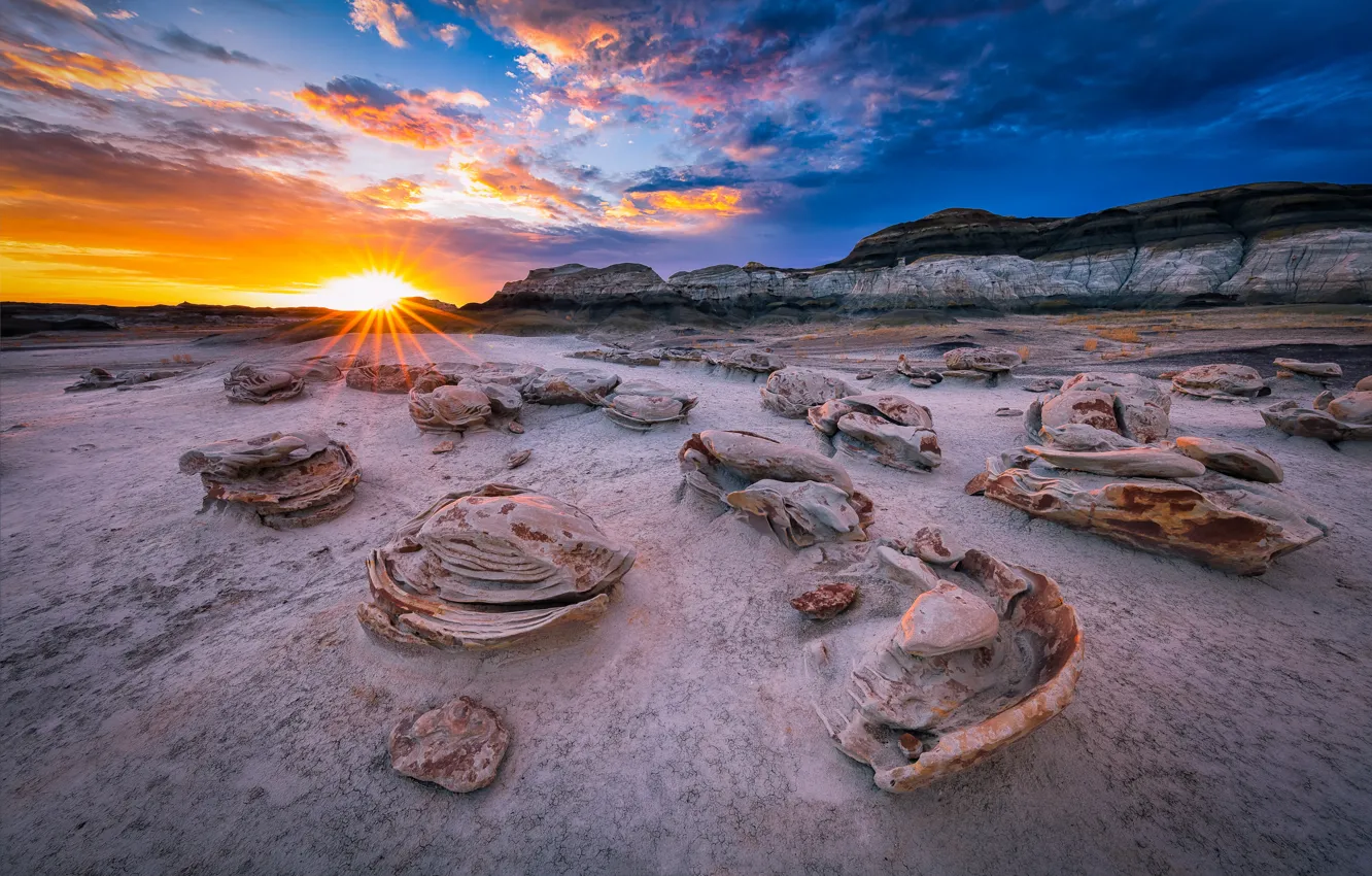 Фото обои sky, desert, sunset, hills, sand