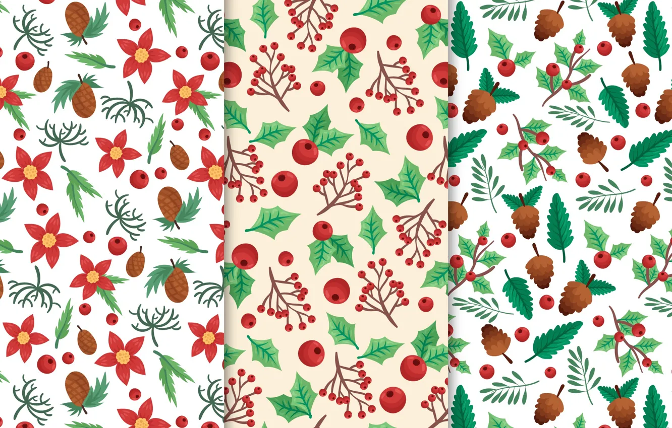 Фото обои белый, фон, текстура, christmas, pattern, веточки, floral
