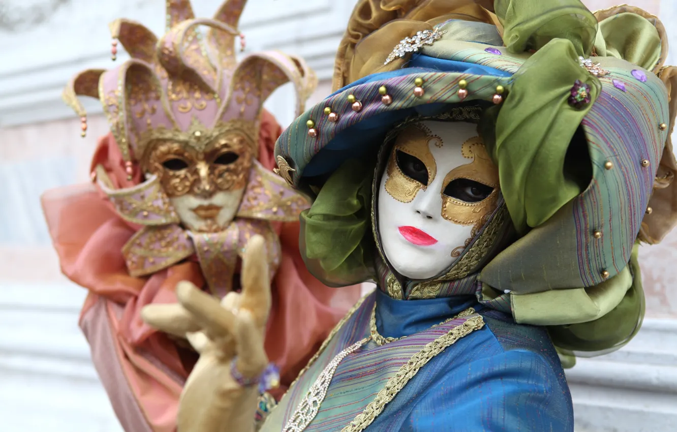 Фото обои маска, костюм, Венеция, ткань, карнавал