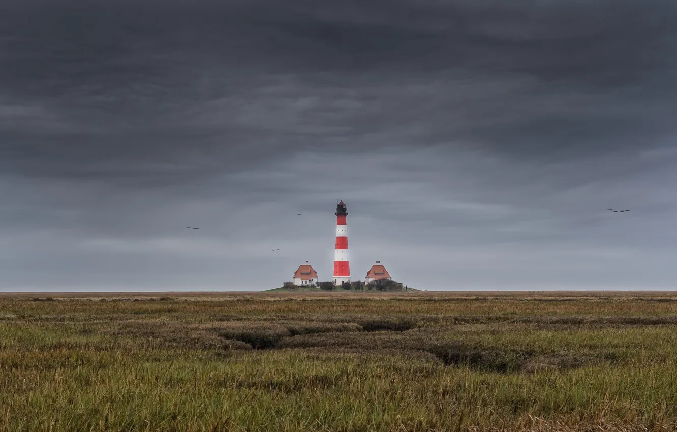Фото обои landscape, nature, lighthouse, North Sea, Schleswig-Holstein, Westerhever