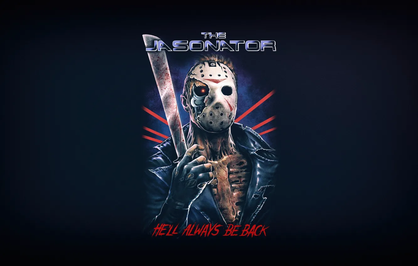 Фото обои Минимализм, Череп, Робот, Стиль, Фон, Маска, Friday the 13th, Jason Voorhees