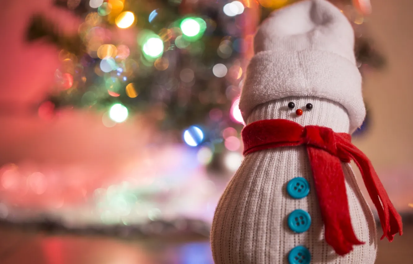 Фото обои праздник, игрушка, снеговик, ёлка