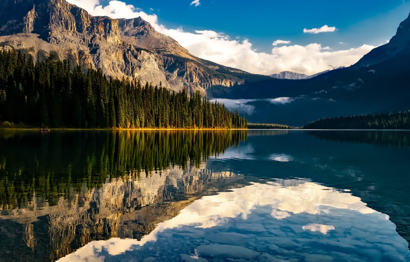Фото обои лес, горы, озеро, Канада