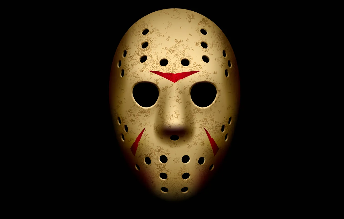 Фото обои маска, Friday the 13th, Jason Voorhees, черный фон, Джейсон Вурхиз, Пятница 13-е