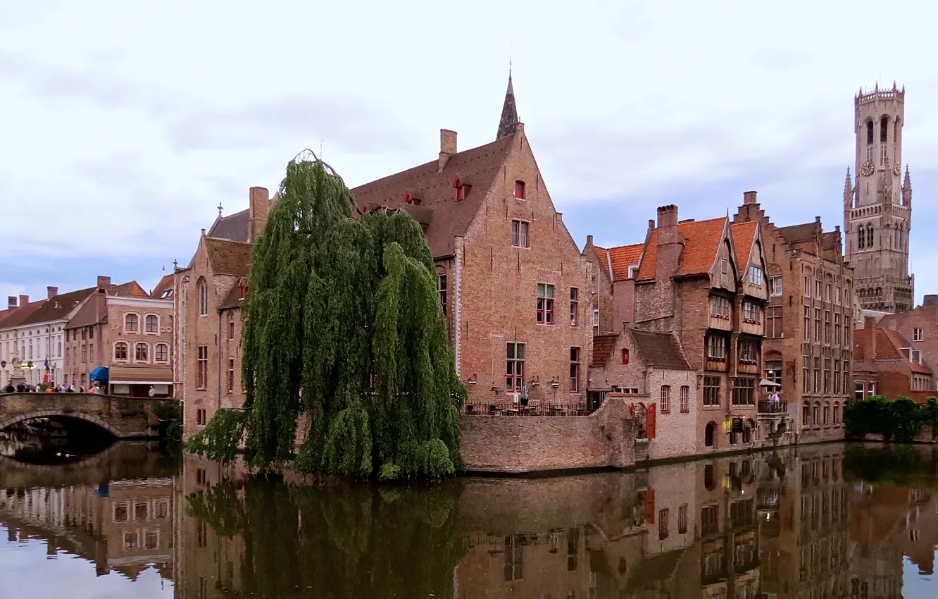 Фото обои вечер, Бельгия, Belgium, Брюгге, Brugge