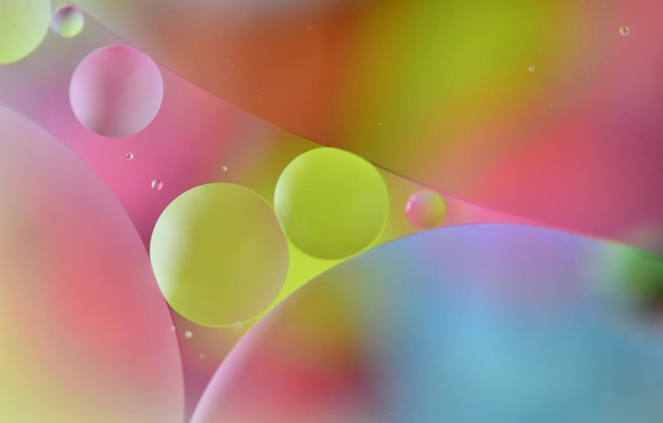 Фото обои вода, пузырьки, цвет, масло, круг, воздух, объем