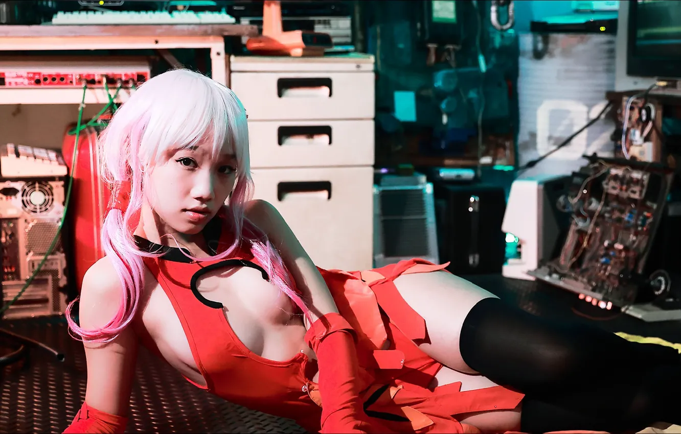 Фото обои girl, oops, pose, Interior, technology
