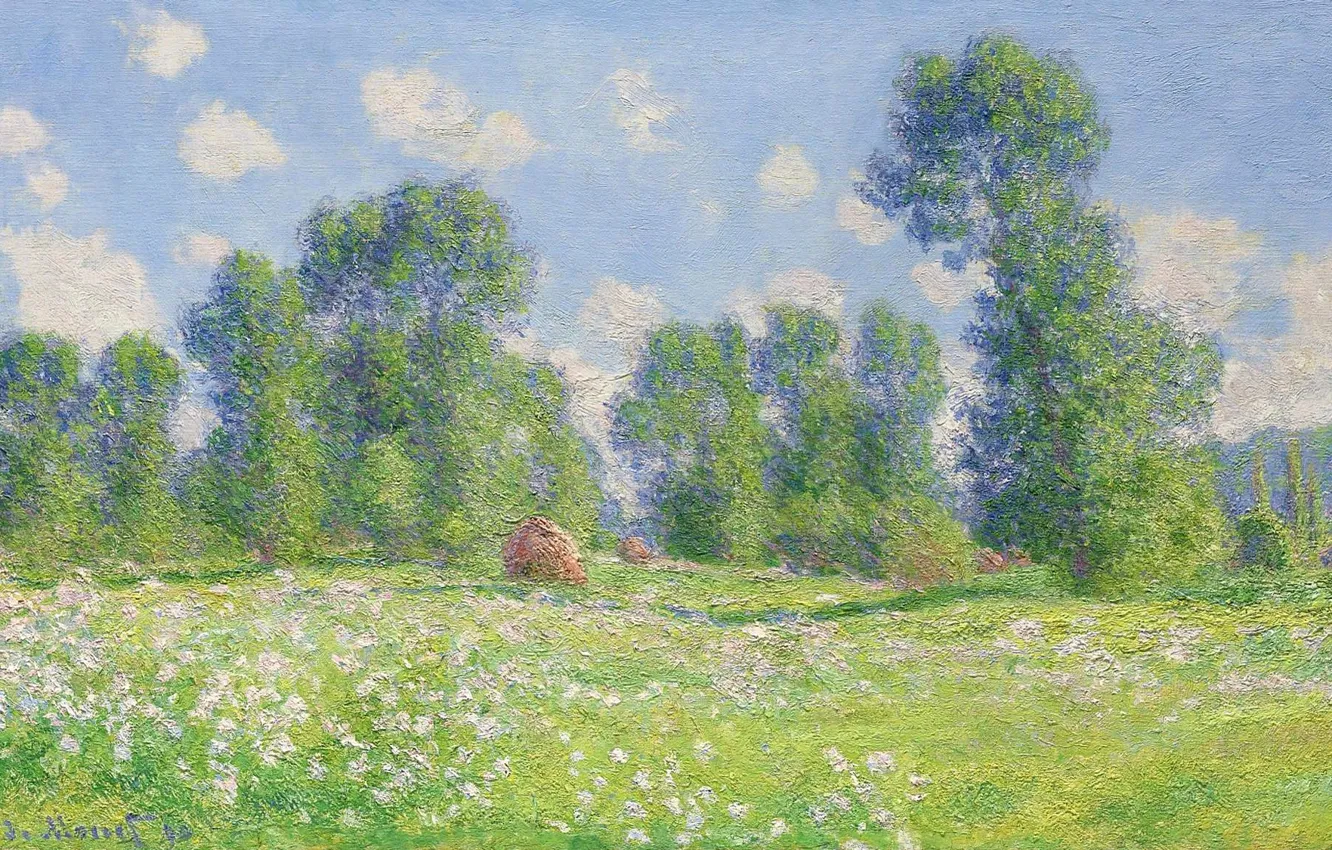 Фото обои пейзаж, природа, картина, Claude Monet, Клод Моне, Весенний Эффект в Живерни