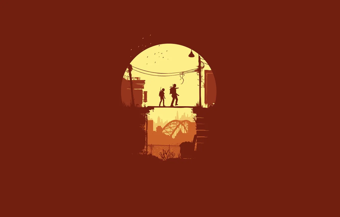 Фото обои девушка, мост, минимализм, мужчина, The Last of Us, Naughty Dog, Одни из нас, Sony Computer …
