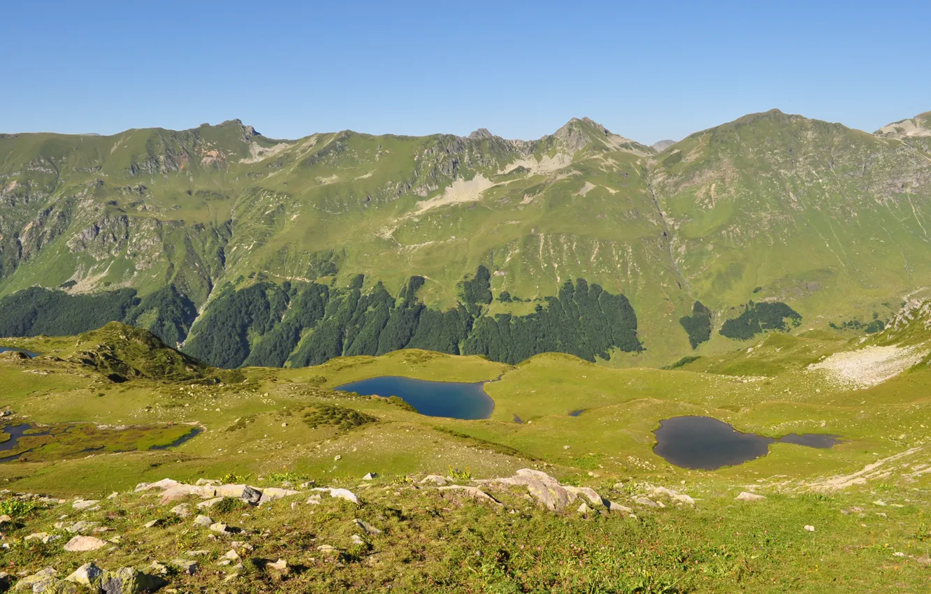 Фото обои горы, озера, кавказ, абхазия, 7озер