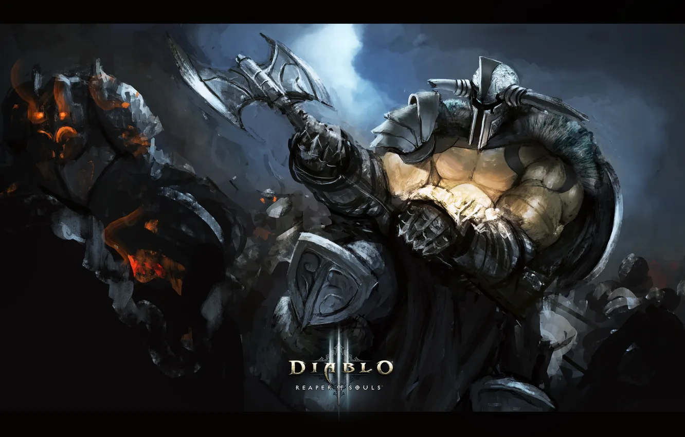 Фото обои топор, Diablo 3, barbarian, Reaper of Souls