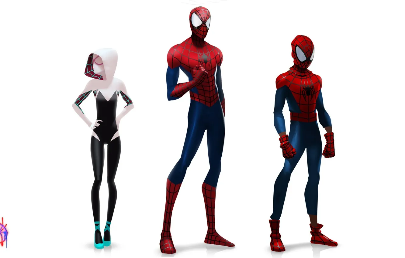 Фото обои человек-паук, spider-man, concept, peter parker, gwen stacy, Гвен Стейси, Spider-Man: Into the Spider-Verse, через вселенные
