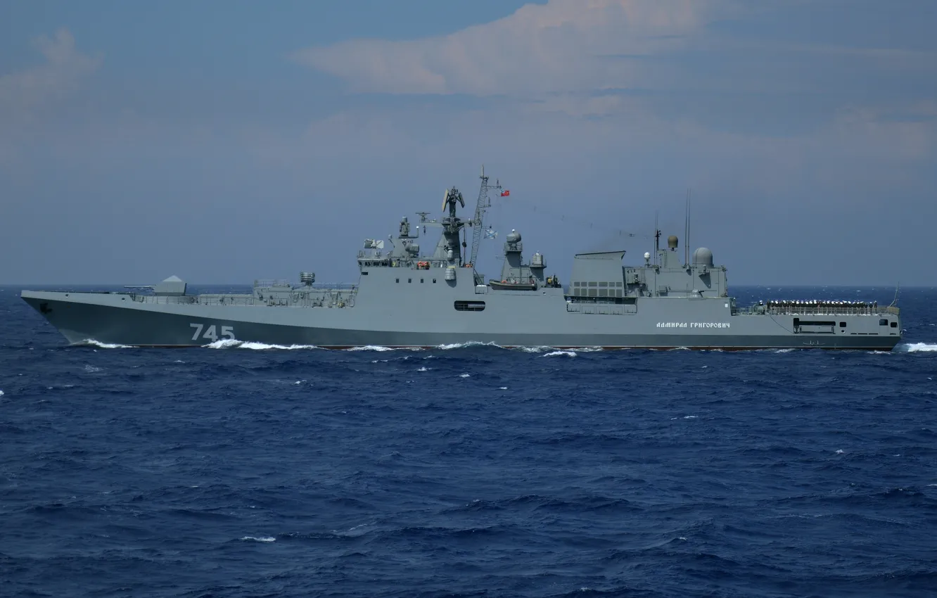 Фото обои ВМФ, фрегат, Средиземное море, сторожевой корабль, &ampquot;Адмирал Григорович&ampquot;, 11356 проект