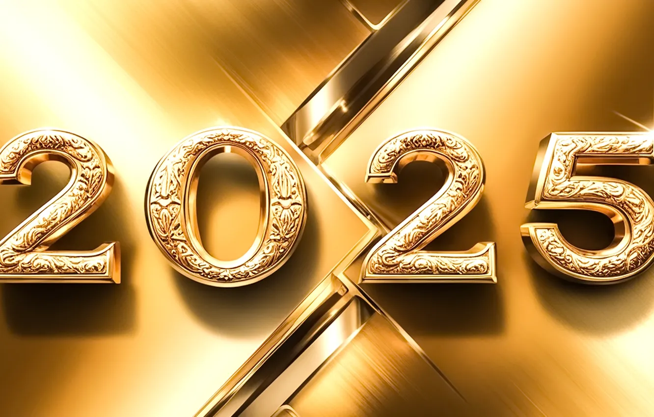 Фото обои золото, цифры, Новый год, golden, gold, new year, метал, background