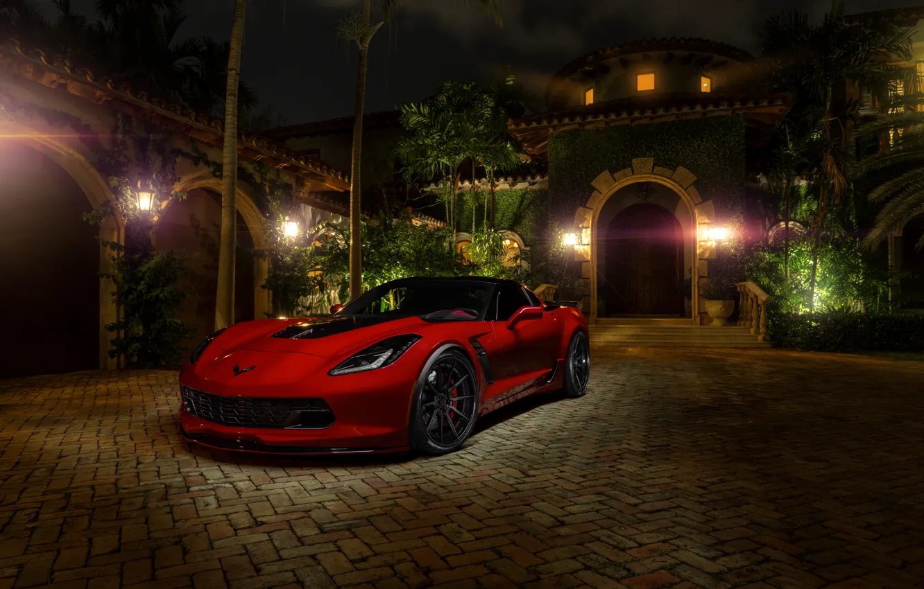 Фото обои red, z06, chevrolet corvette, hq wallpaper