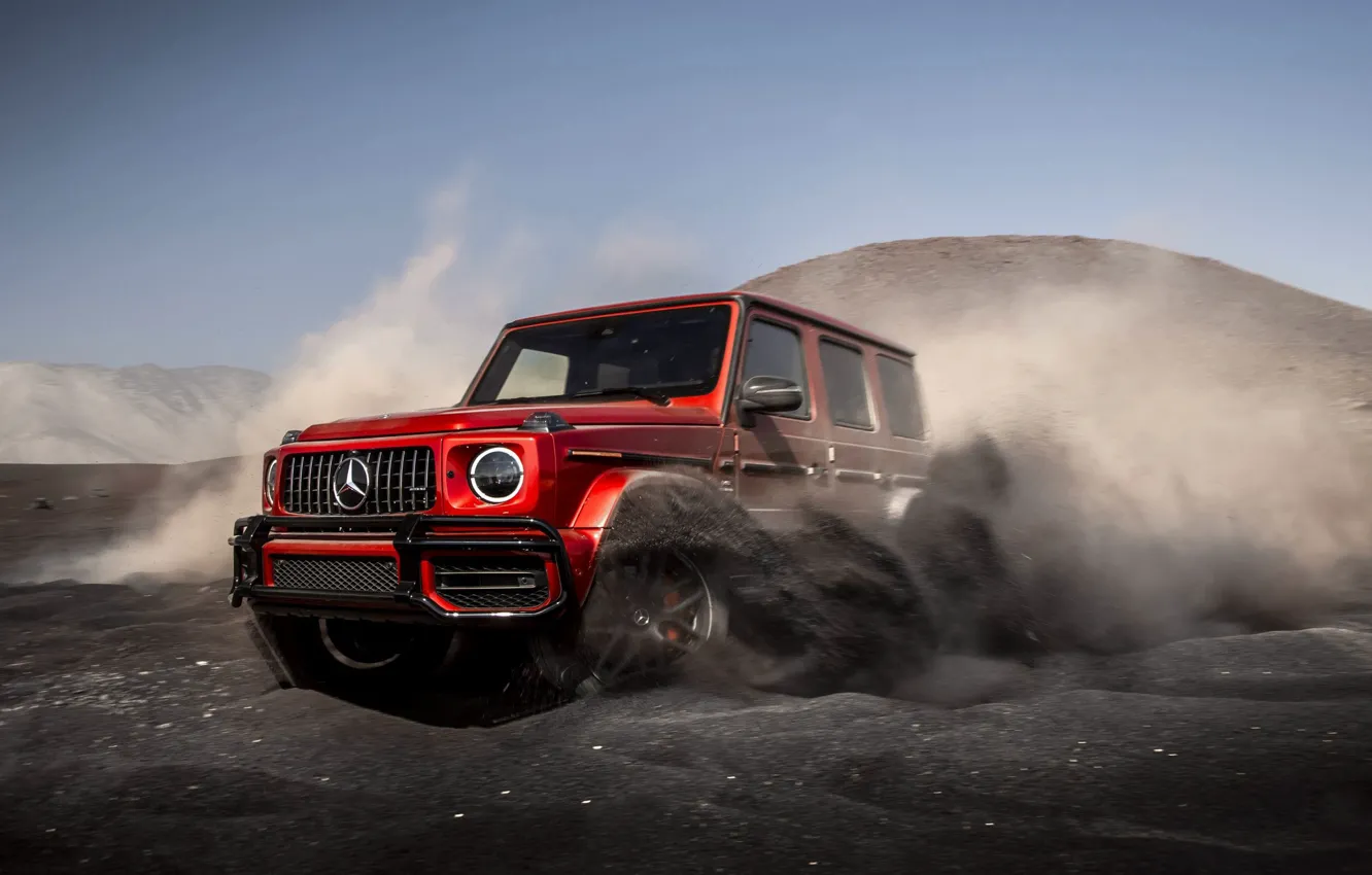 Фото обои Red, Speed, AMG, Sand, G-Class, G63, Mercedes- Benz, 2019