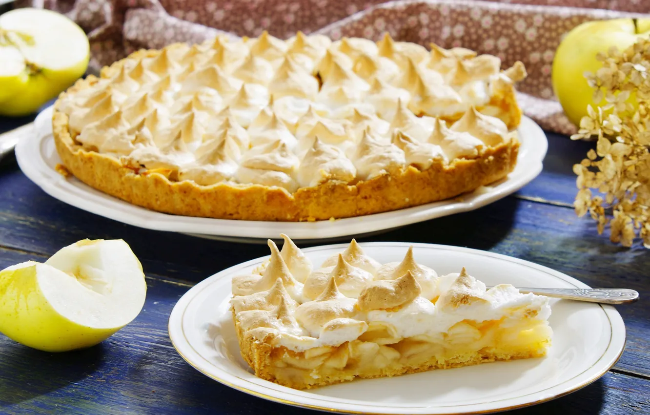 Фото обои яблоки, пирог, выпечка, безе