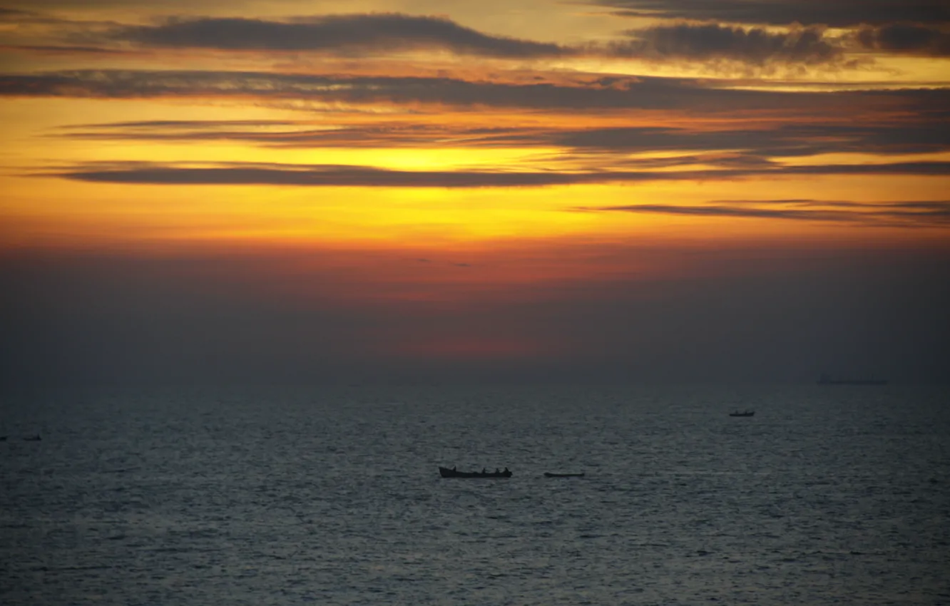 Фото обои море, закат, фон, обои, пейзажи, вечер, Индия