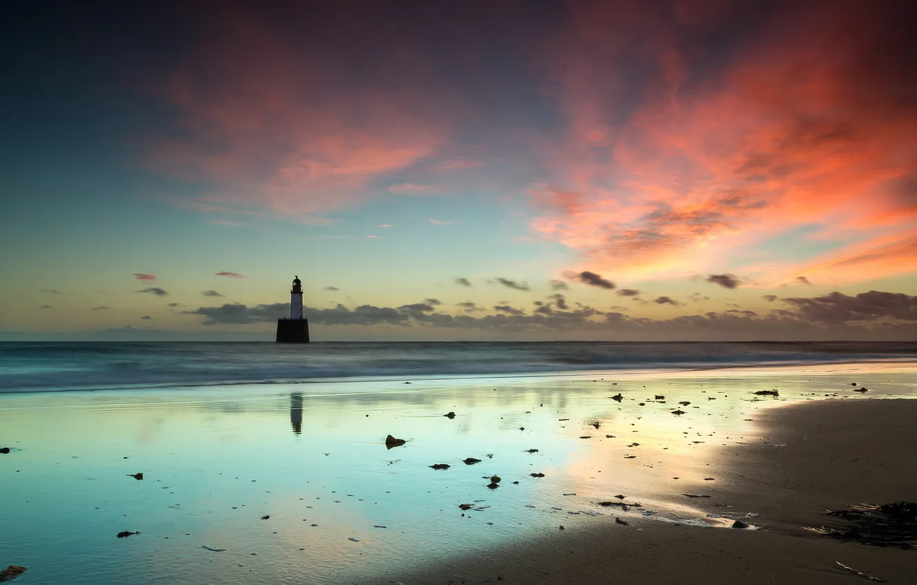 Фото обои Sunrise, Lighthouse, Rattray Head