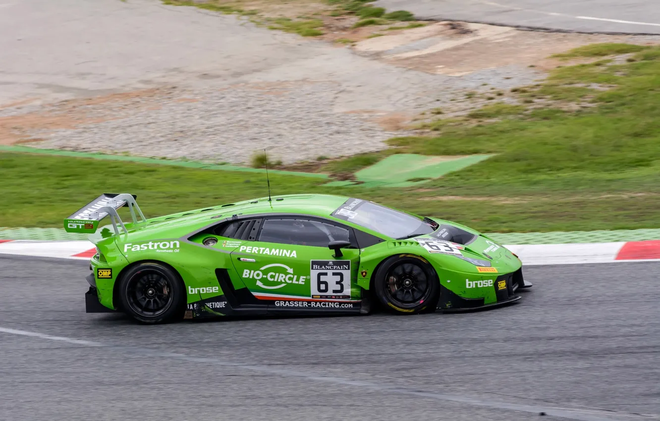 Фото обои Lamborghini, GT3, Spark, гоночная трасса, 2015, Huracan, Lamborghini Huracan GT3