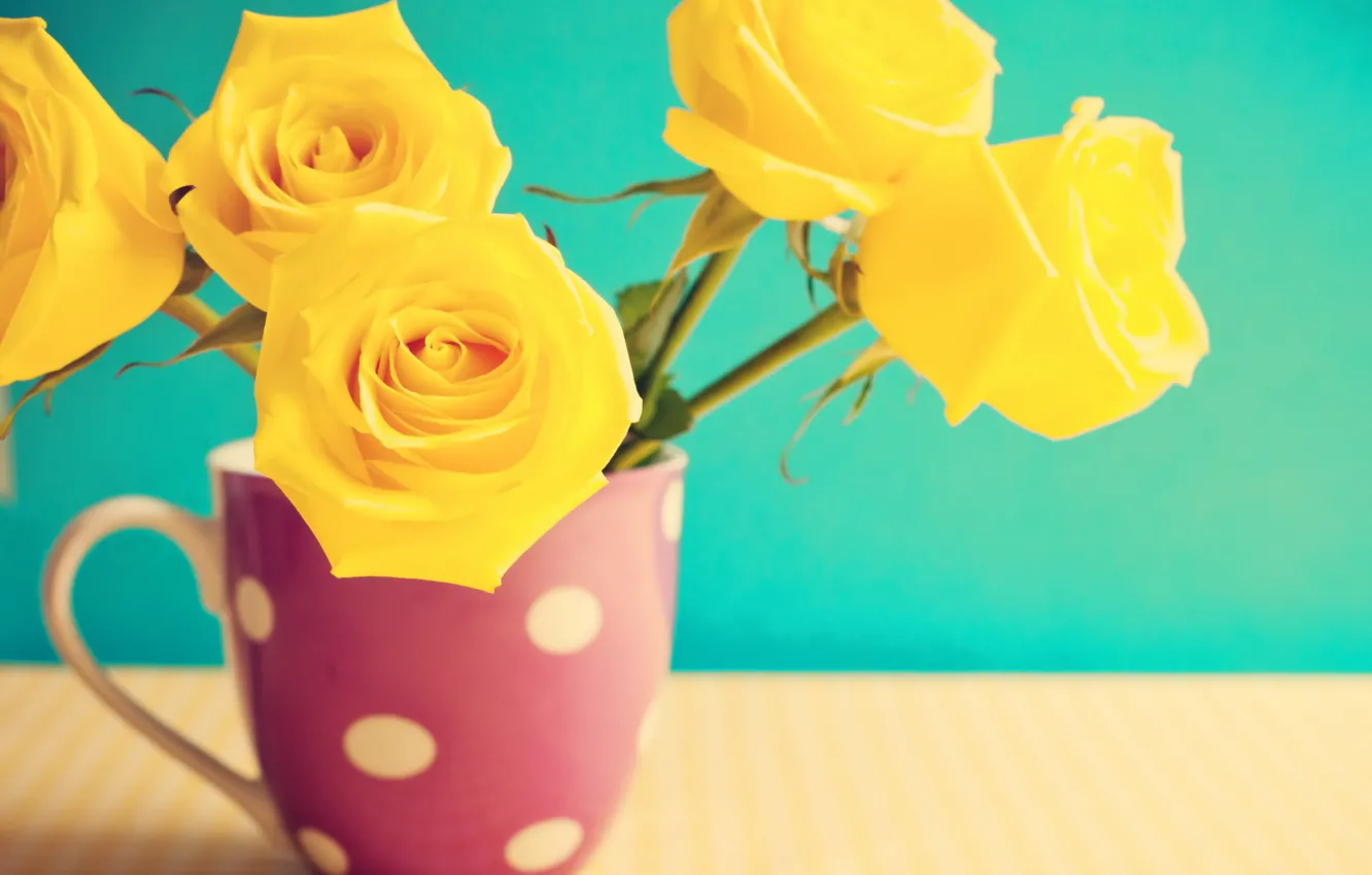 Фото обои цветы, стол, розы, кружка, vintage, винтаж, flowers, roses