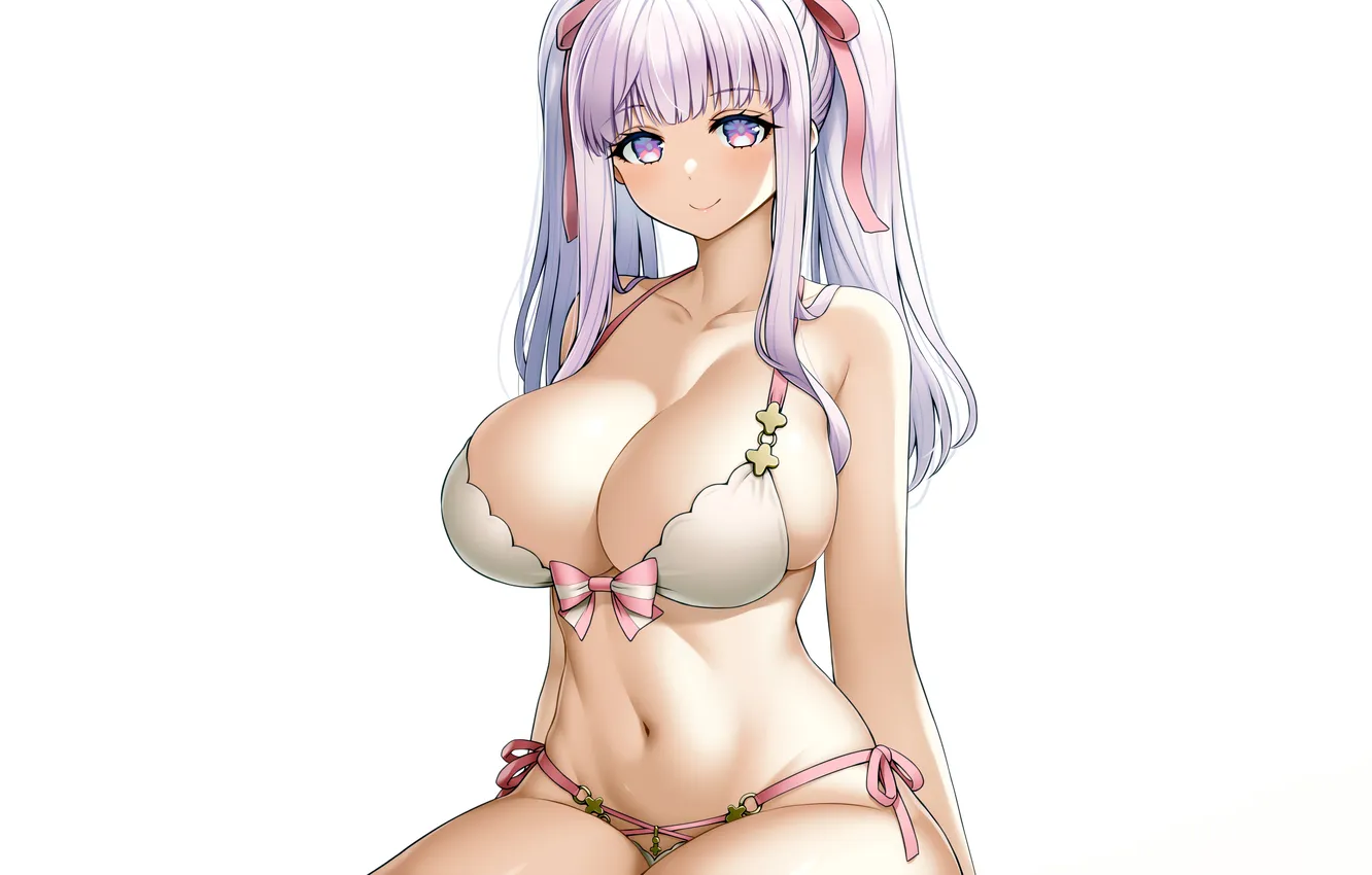 Фото обои girl, sexy, lingerie, pantsu, bra, cleavage, panties, pink hair