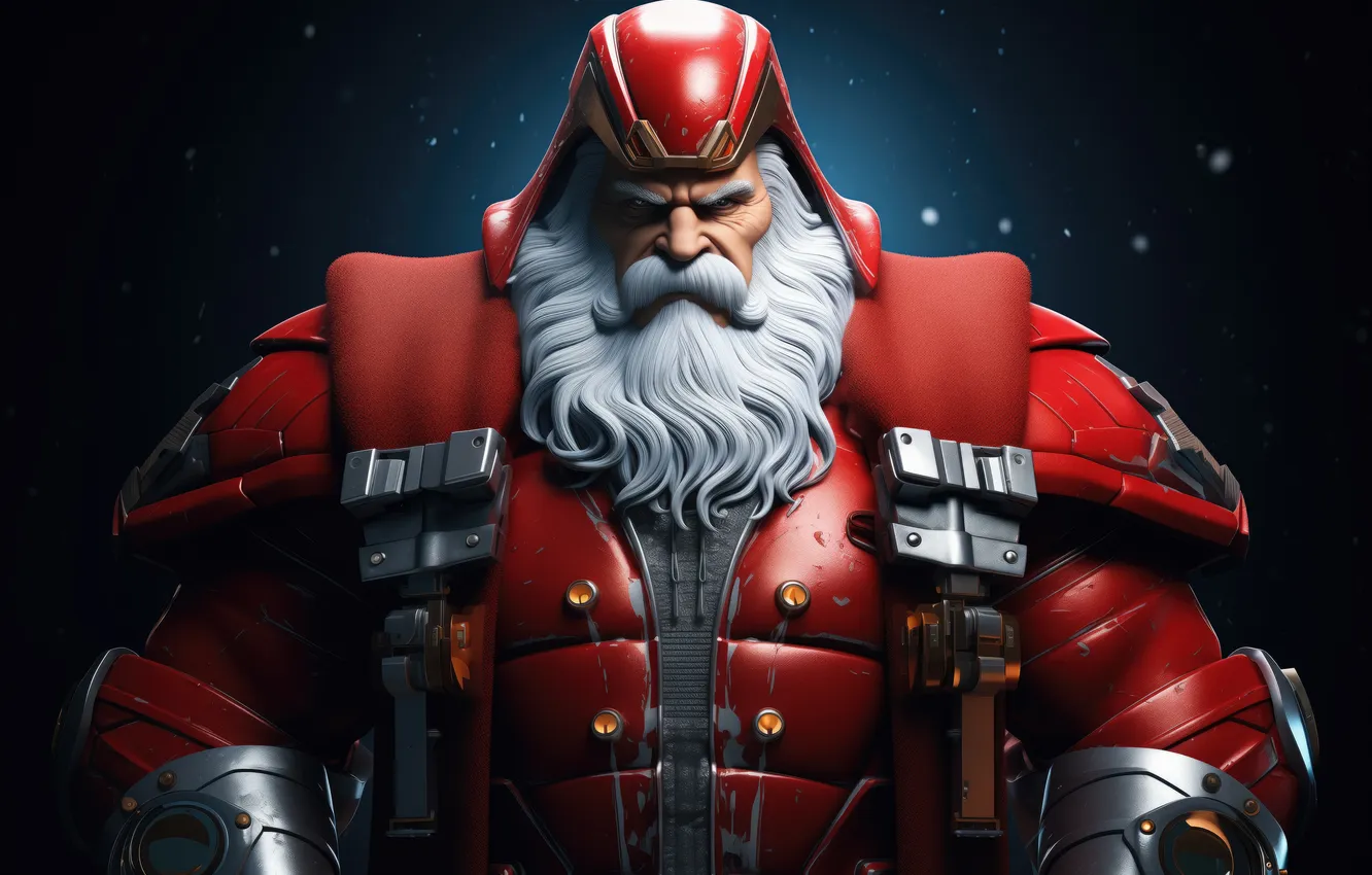 Фото обои red, armor, Santa Claus, beard