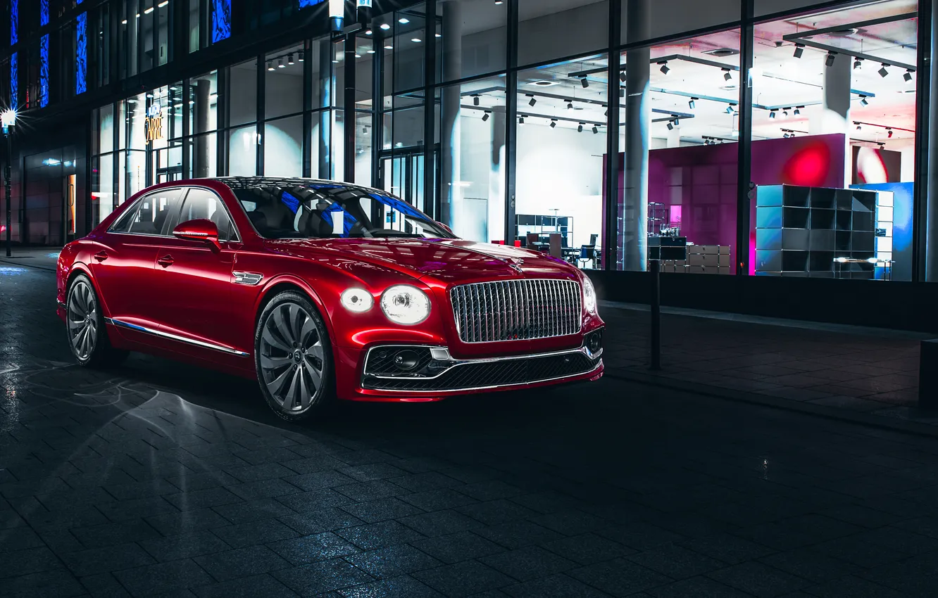 Фото обои Bentley, Wallpaper, Bentley Flying Spur Red