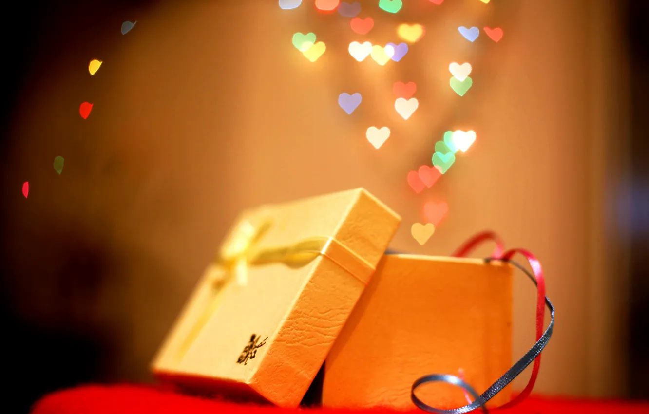 Фото обои фон, праздник, коробка, подарок, обои, новый год, рождество, размытие