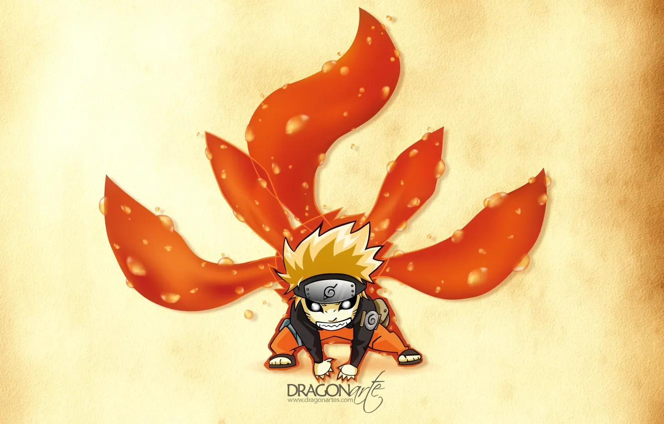 Фото обои Naruto, tails, Chibi