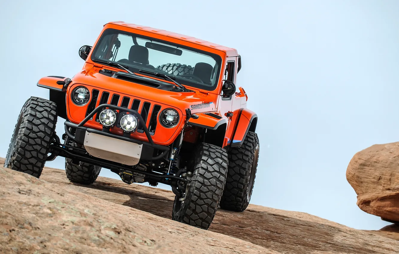 Фото обои Concept, вид спереди, 2018, Wrangler, Jeep, Sandstorm