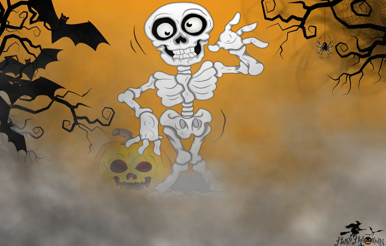 Фото обои фон, скелет, хэллоуин