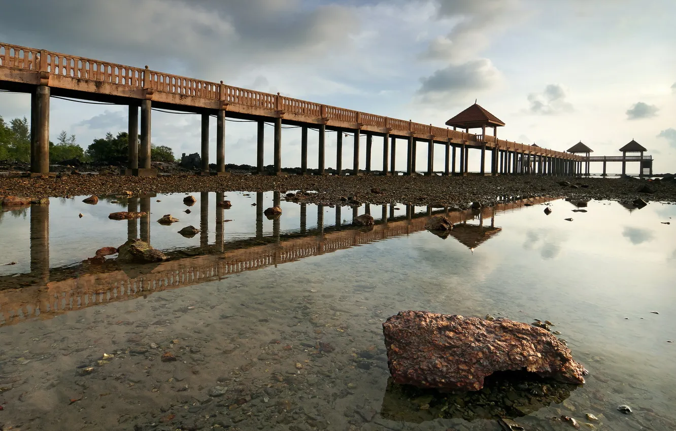 Фото обои море, пейзаж, мост, malaysia